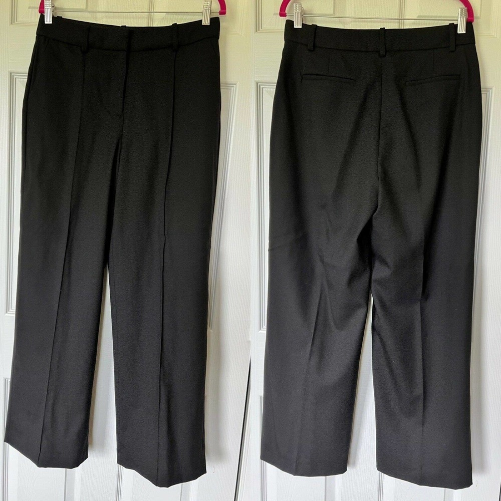 J Crew Pants Black Dress Work Career Wool Fully Lined Stitched Front Crease 10
